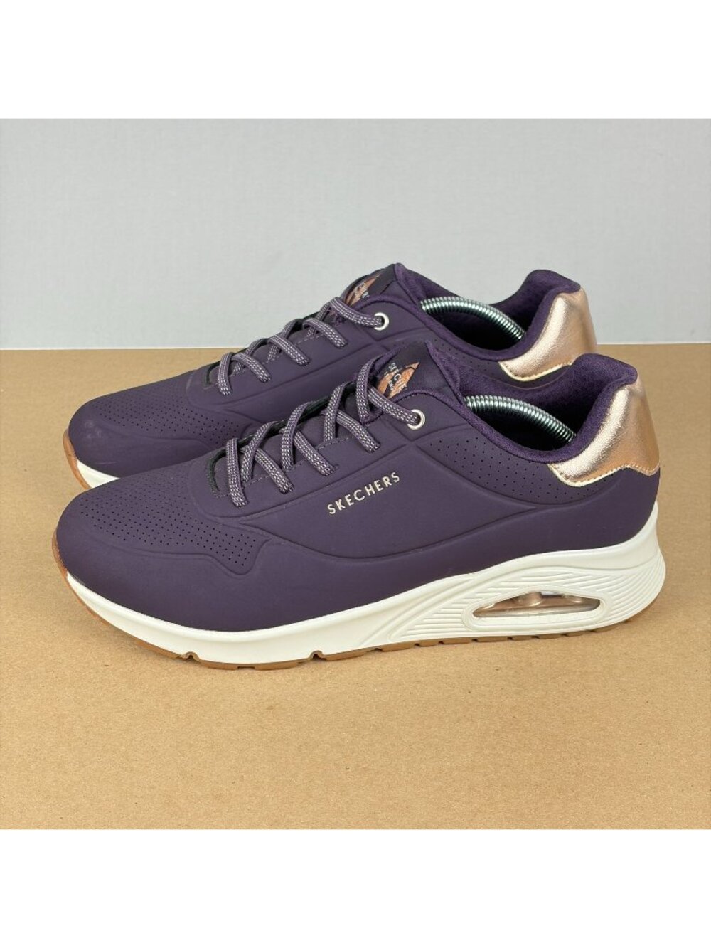 Skechers Uno Street Casual Sneakers Shoes Womens 11 Dark Purple Gold Low Top